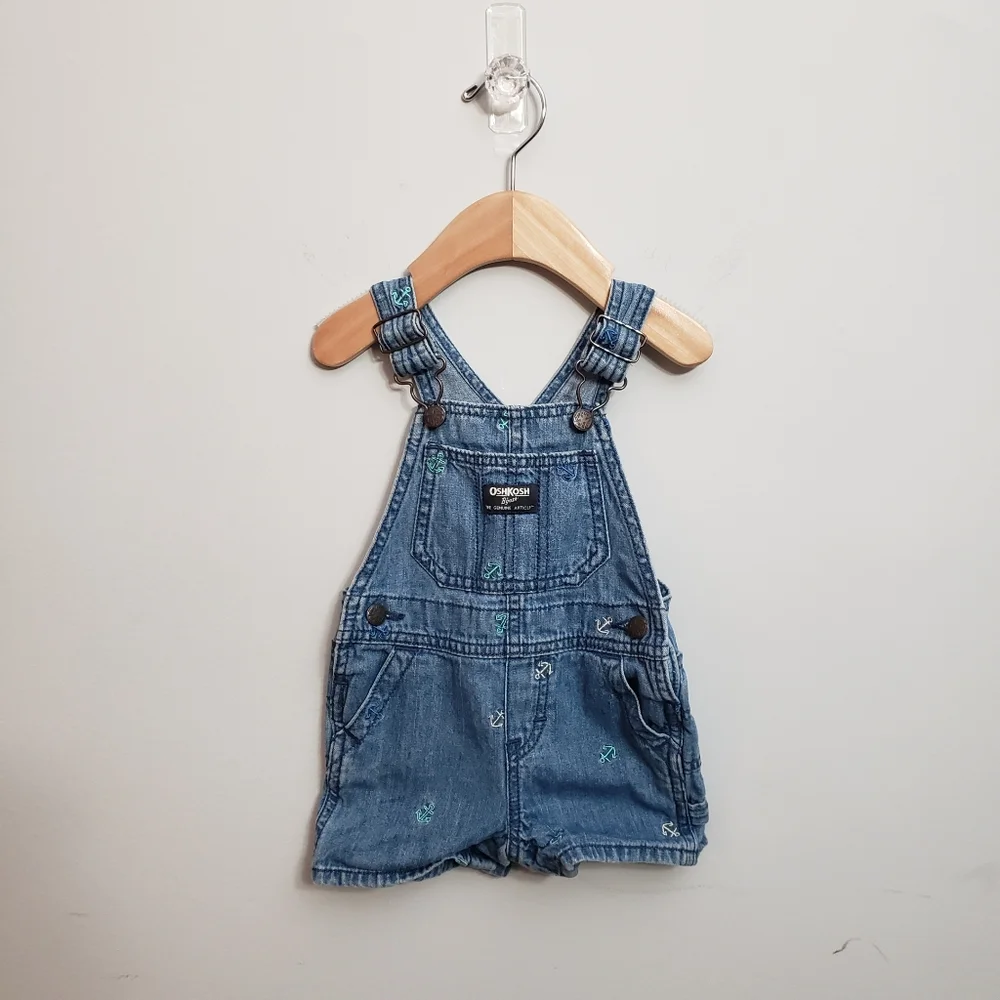 Osh Kosh 12 Months Baby Anchor Denim Jean Shortalls